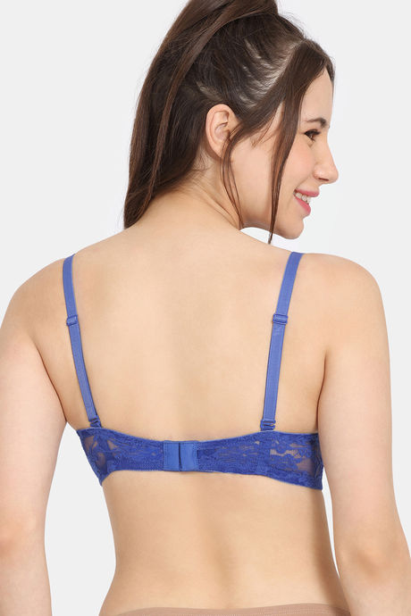 Rosaline Padded Wired 3/4th Coverage Lace Bra - Beaucoup Blue — image 2